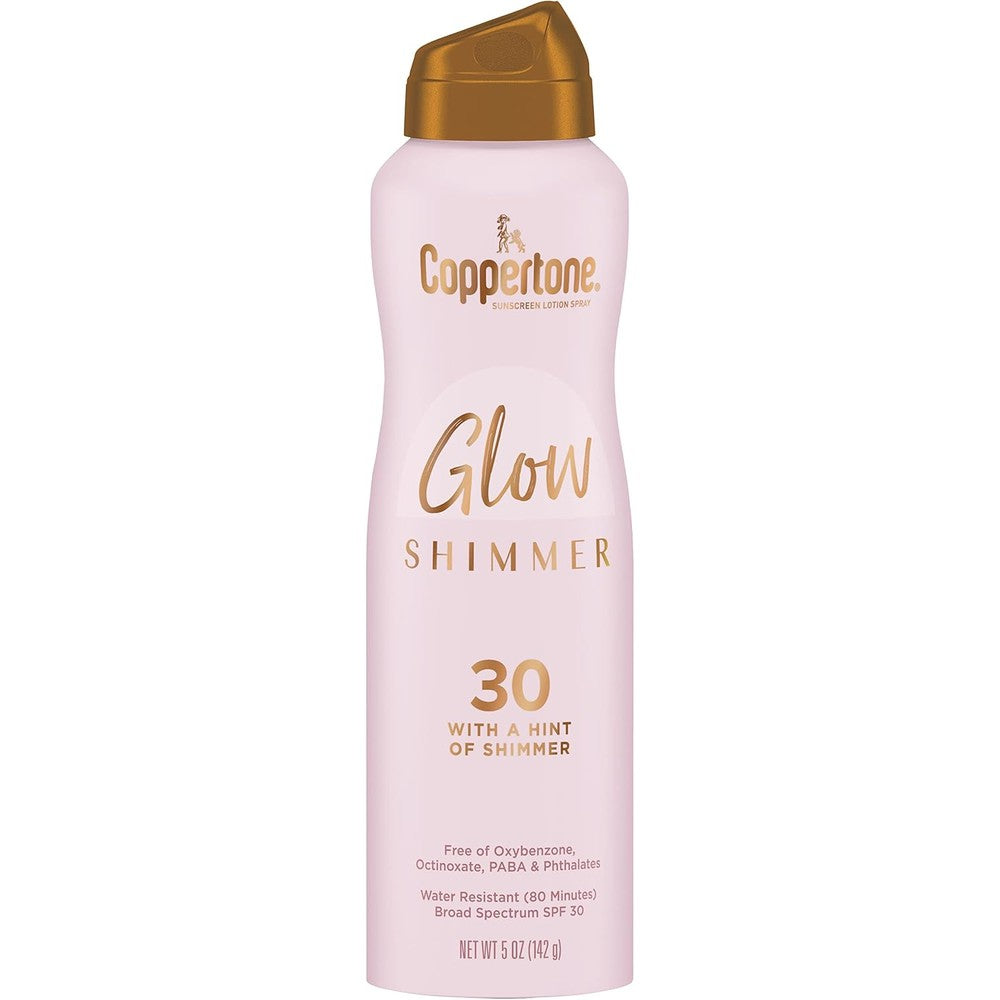 Coppertone Glow With Shimmer Sunscreen Spray Broad Spectrum SPF 30 Water Resistant 5 Ounce
