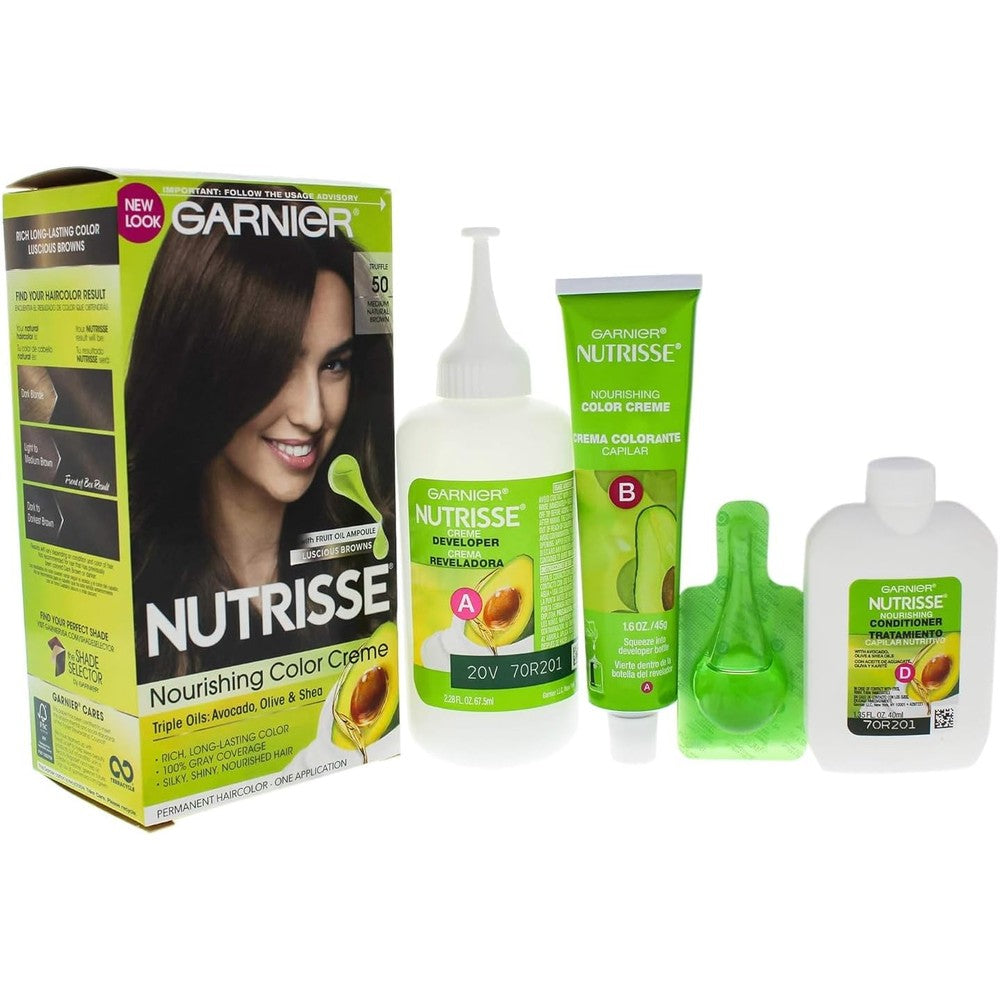 Garnier Nutrisse Nourishing Permanent Hair Color Creme 50 Medium Natural Brown Truffle 1 Application Kit