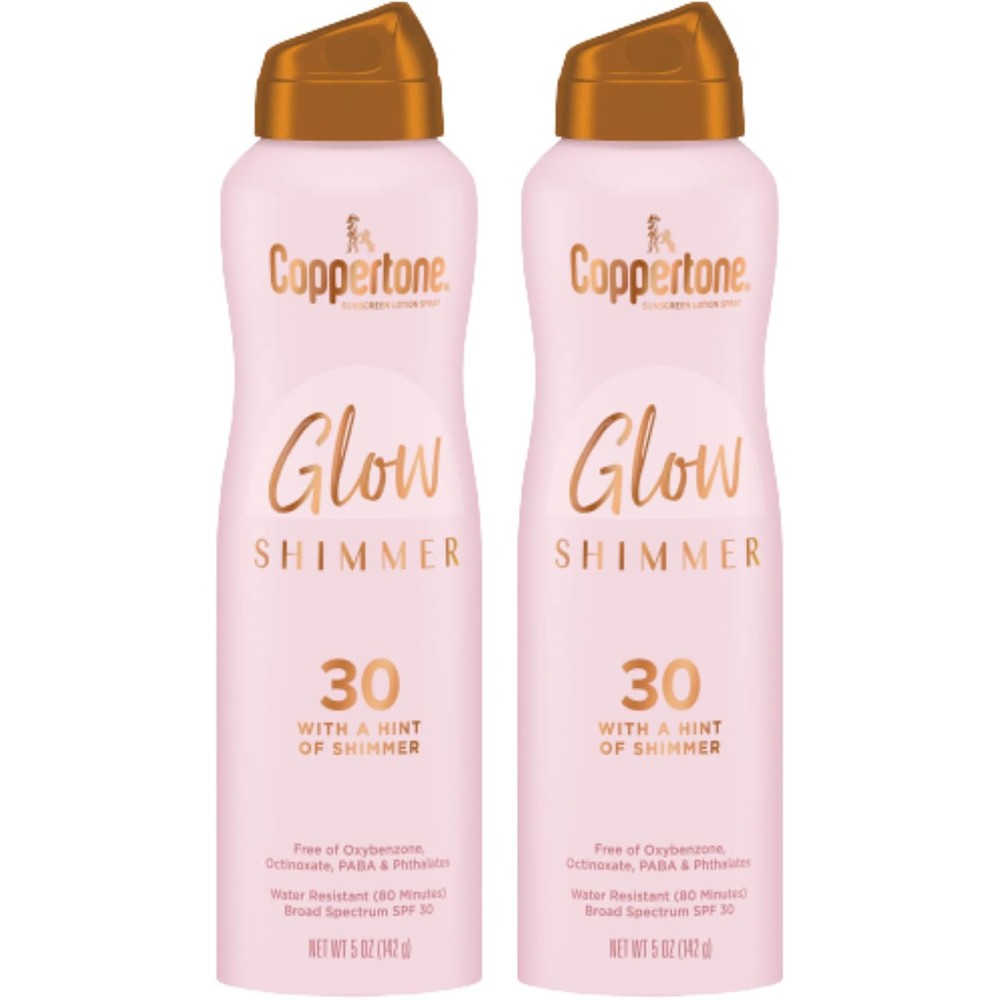 Coppertone Glow Shimmer Sunscreen Spray Broad Spectrum SPF 30 Water Resistant Body Sunscreen Pack Of 2 5 Ounce