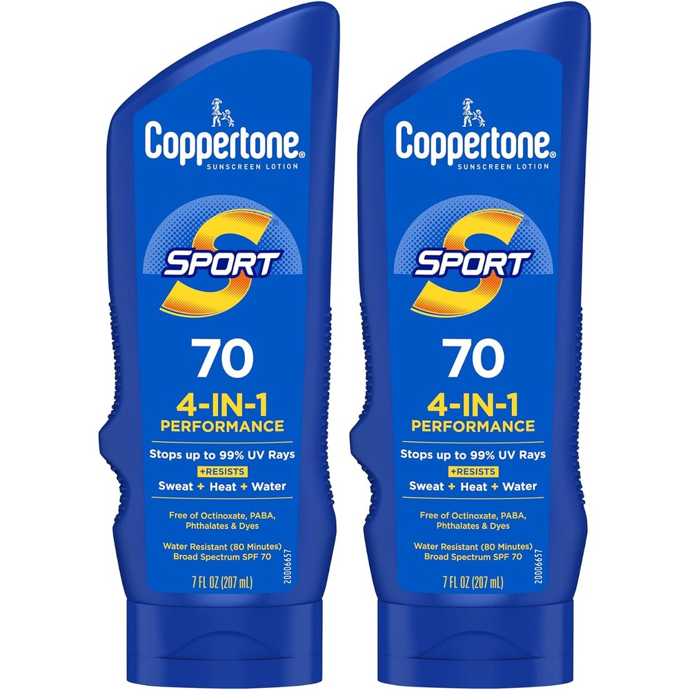 Coppertone Sport Sunscreen Lotion Broad Spectrum SPF 70 High Performance Sweat Resistant Sunscreen Twin Pack 7 Fluid Ounce Pack Of 2