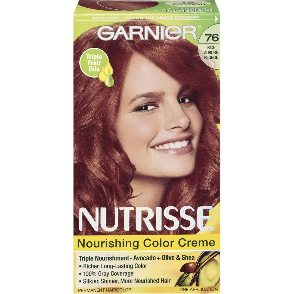 Garnier Nutrisse Nourishing Color Creme Permanent Hair Color 76 Rich Auburn Blonde Hot Tamale 1 Kit