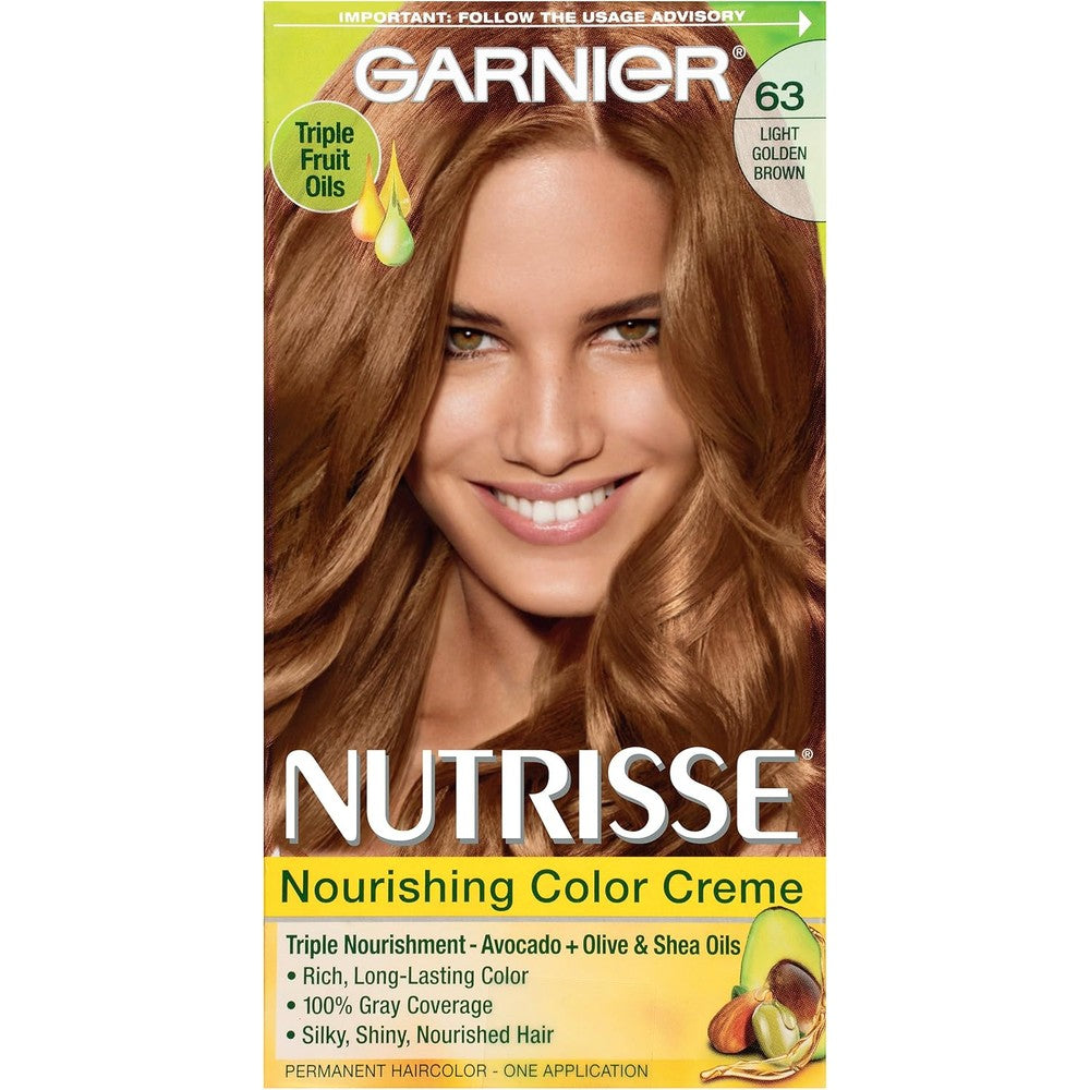 Garnier Nutrisse Nourishing Hair Color Creme 63 Light Golden Brown Brown Sugar Permanent Hair Dye 1 Kit