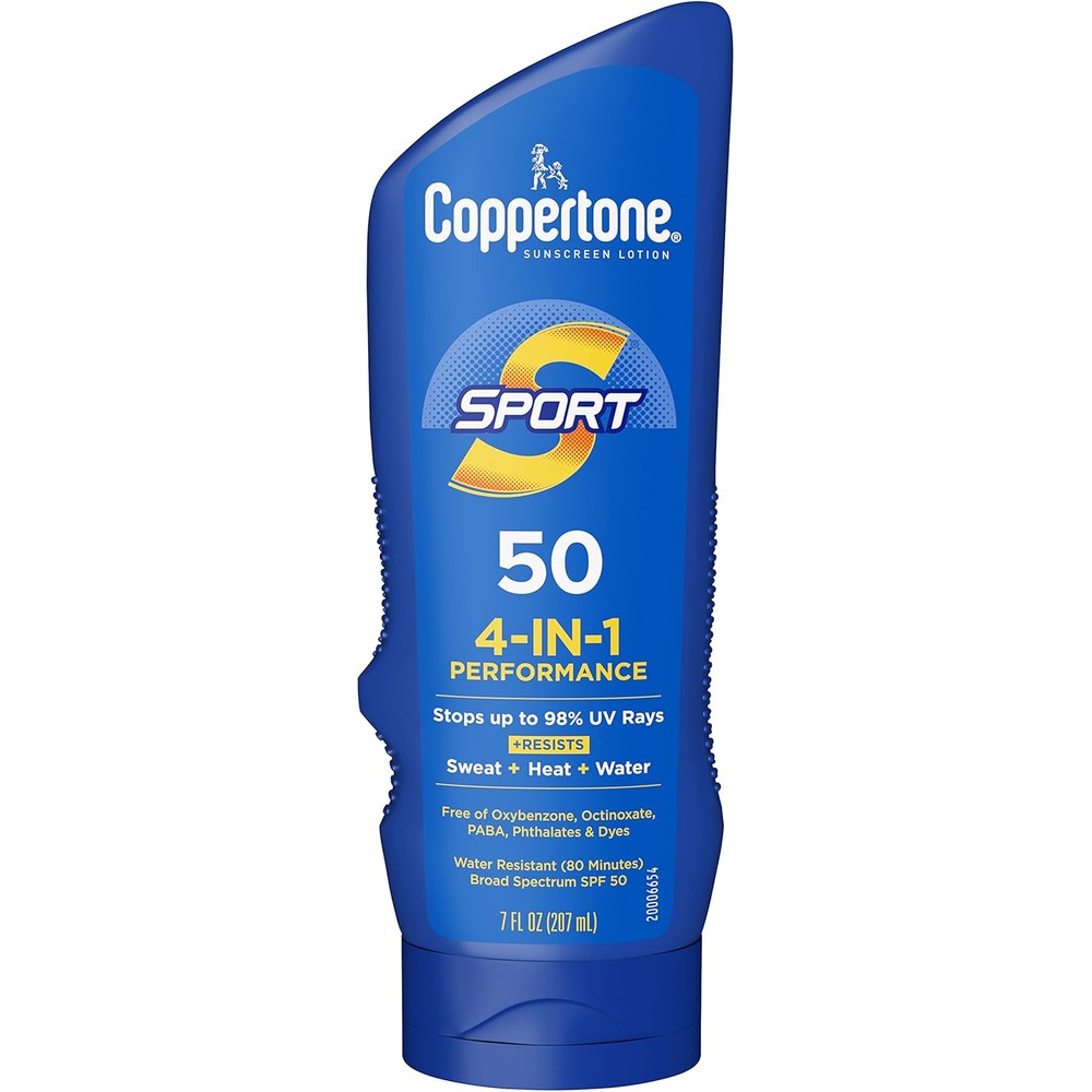 Coppertone SPORT Sunscreen Lotion Broad Spectrum SPF 50 Water Resistant 80 Minutes With Vitamin E 7 Fluid Ounce