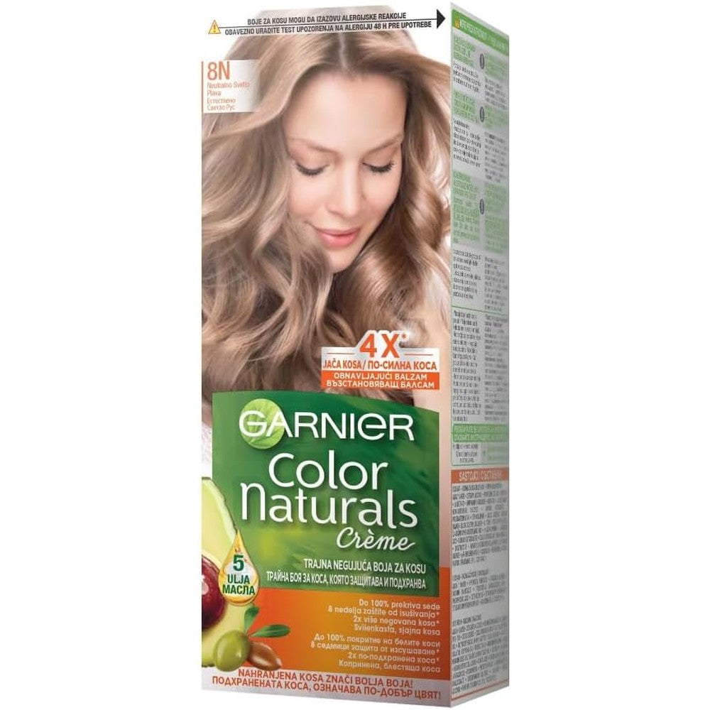 Garnier Color Naturals Nourishing Permanent Hair Color Cream 8N Natural Light Blond 3.4 Fluid Ounces