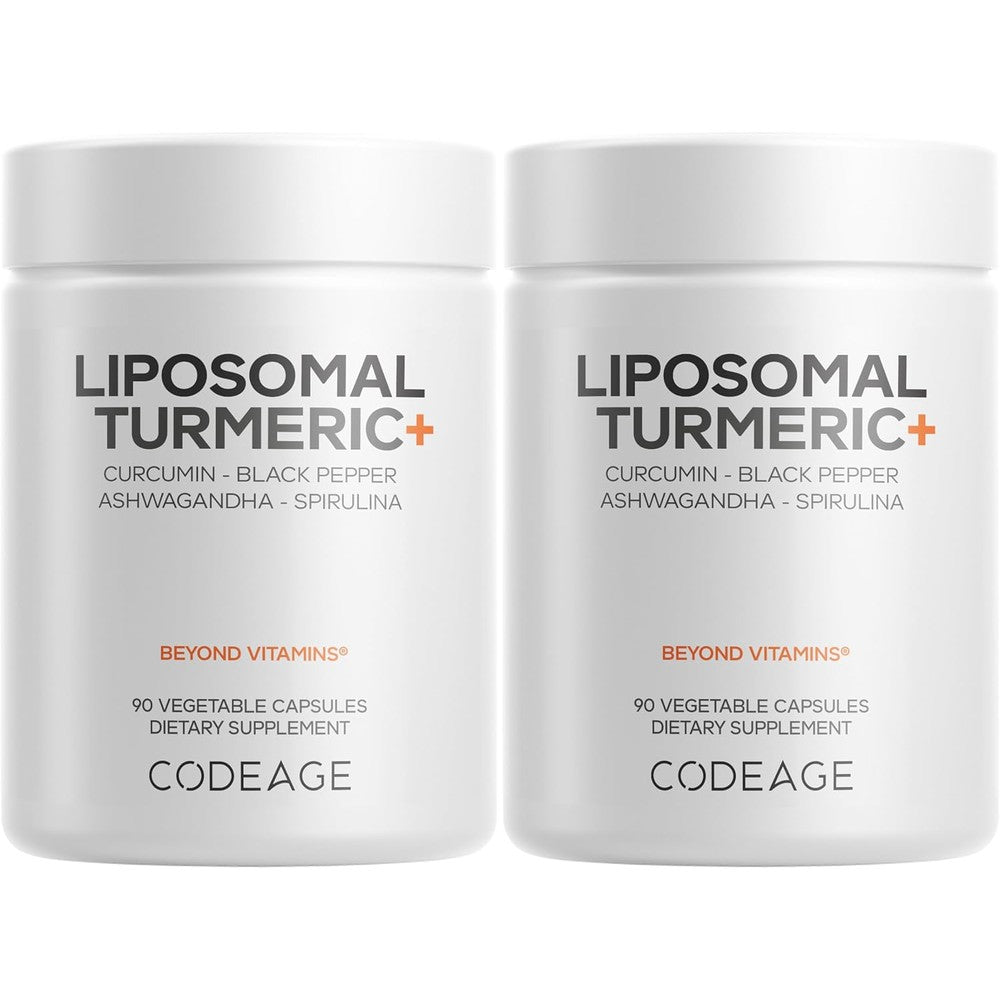 Codeage Organic Turmeric Supplement Ashwagandha 90 Capsules 2 Pack Organic Fermented Turmeric Supplement With 95% Curcumin Ashwagandha Boswellia Gi...