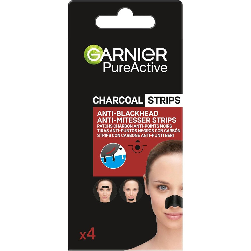 Garnier SkinActive PureActive Charcoal Anti-Blackhead Pore Cleansing Strips Pack Of 4