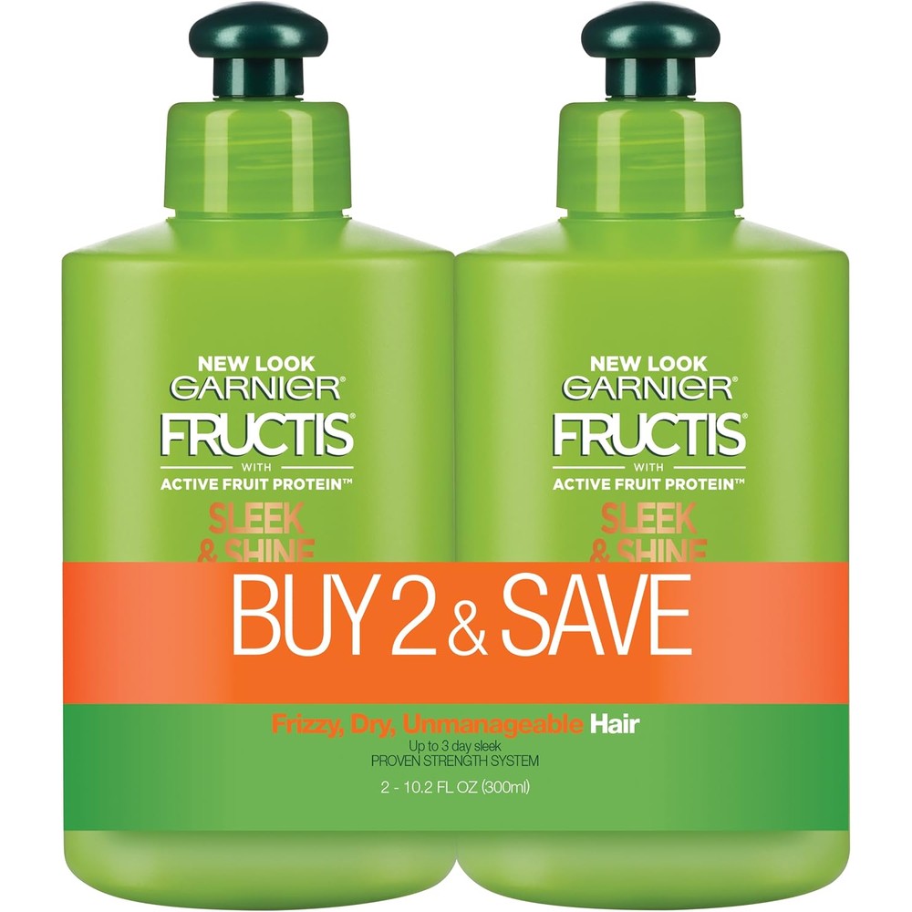 Garnier Fructis Sleek And Shine Intensely Smooth Leave In Conditioning Cream For Dry And Frizzy Hair 10.2 Fluid Ounces