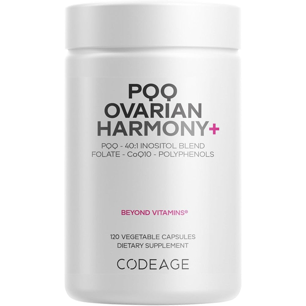 Codeage PQQ Harmony Plus Inositol 40 to 1 Folate 5-MTHF CoQ10 120 Vegetable Capsules