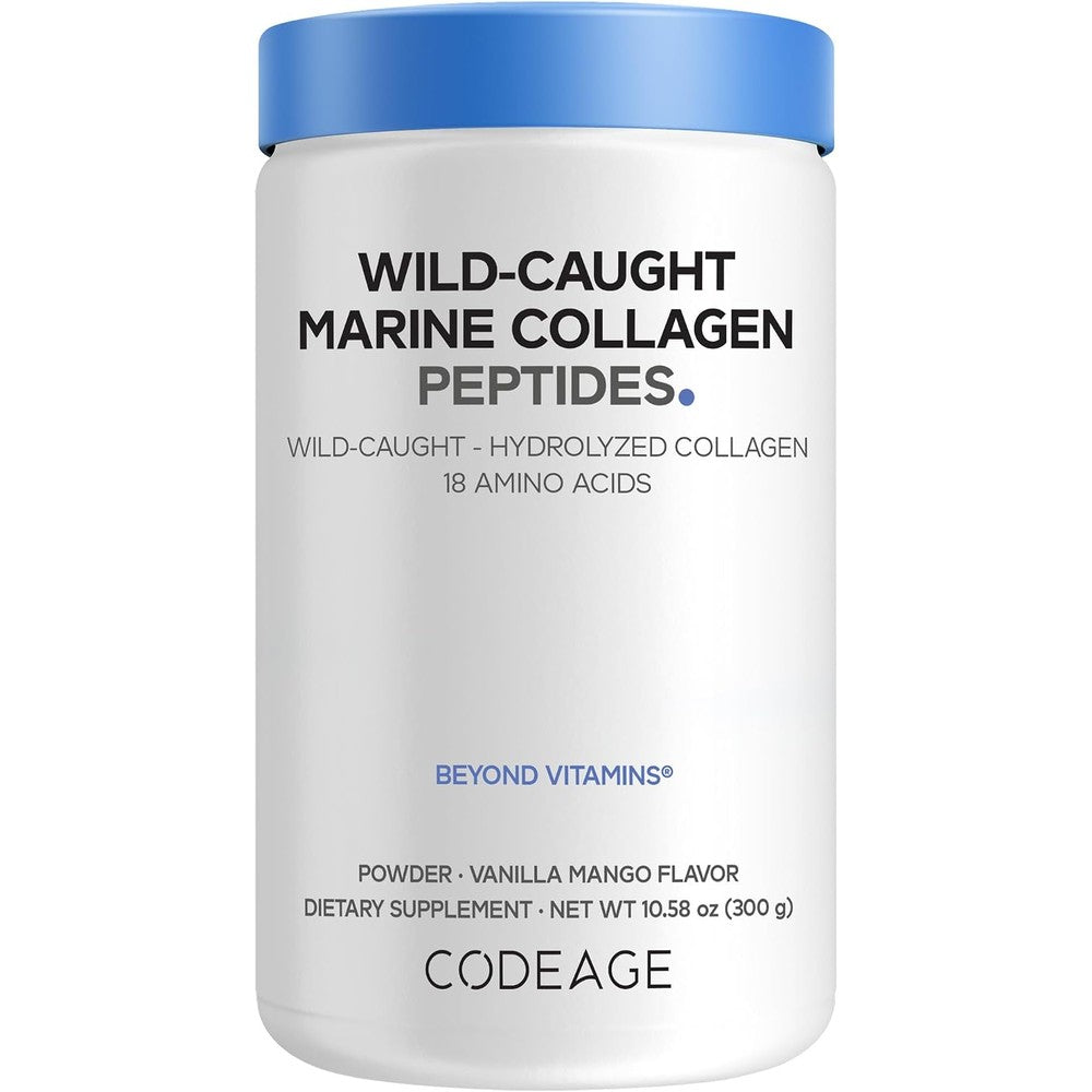 Codeage Wild-Caught Marine Collagen Peptides Powder Type I and III Vanilla Mango Flavor 10 Ounces