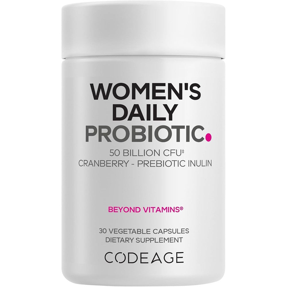 Codeage Women's Daily Probiotic Supplement 50 Billion CFU With Cranberry Fruit Powder And Prebiotic Chicory Root Inulin 30 Capsules