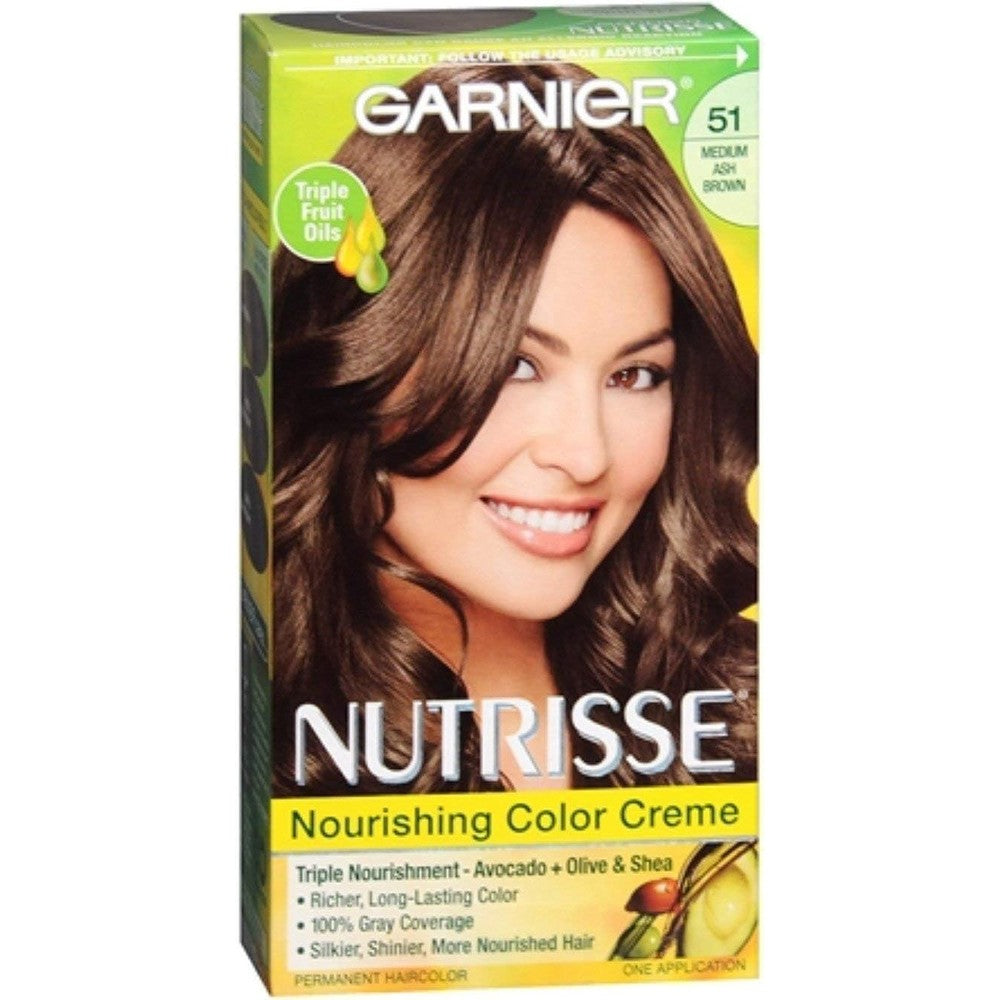 Garnier Nutrisse Permanent Hair Color Creme 51 Cool Tea Medium Ash Brown 1 Kit