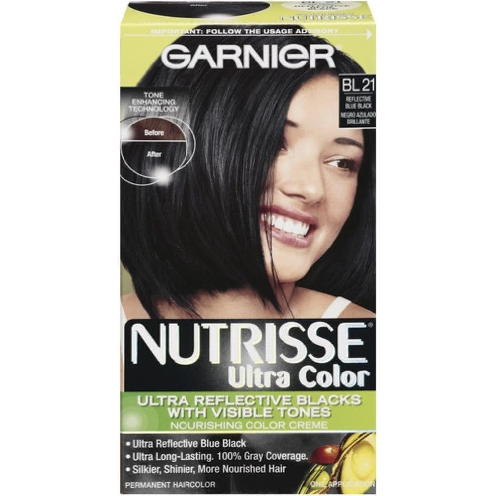 Garnier Nutrisse Ultra Color Nourishing Color Creme BL21 Reflective Blue Black Pack Of 2