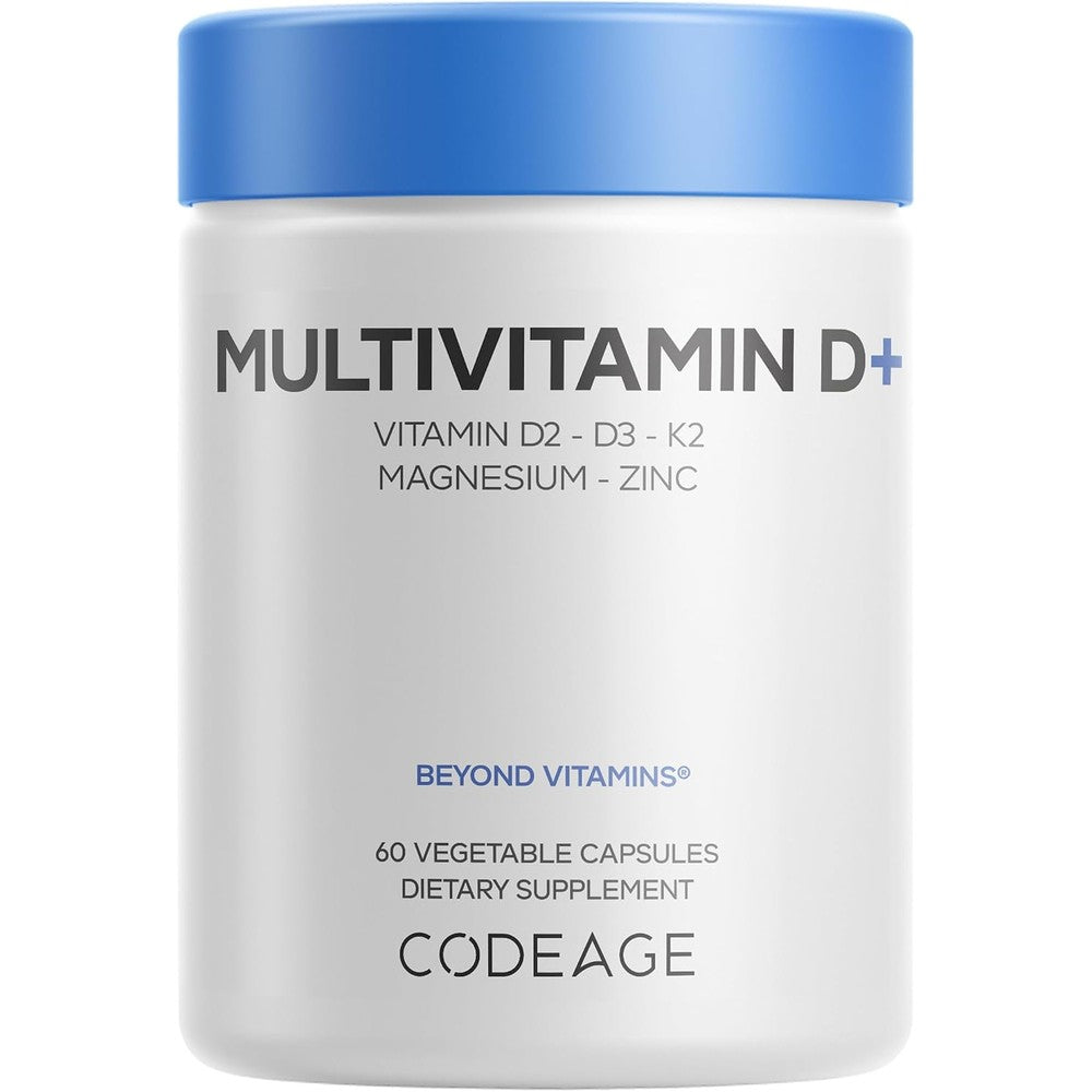 Codeage Multivitamin D With K2, Magnesium And Zinc, 60 Capsules | Dual Source Vitamin D3 And D2 4,000 IU Supplement With MK-7
