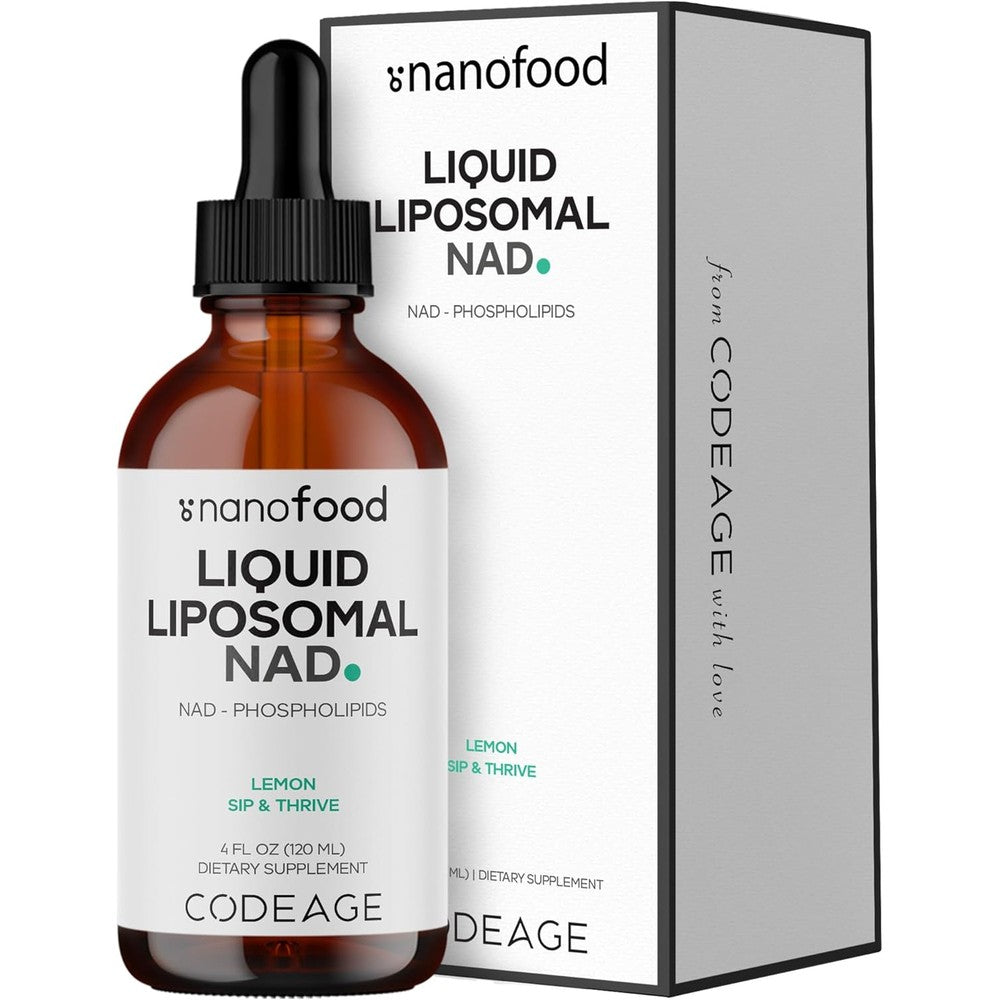 Codeage Nanofood Liposomal NAD Liquid Supplement Monk Fruit Sweetener Lemon Flavor 4 Fluid Ounce