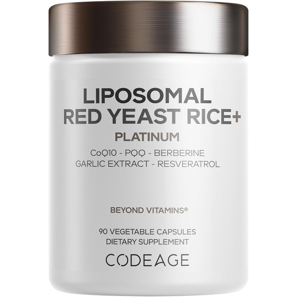 Codeage Liposomal Red Yeast Rice Platinum Supplement With CoQ10 Berberine Garlic Grape Seed Extract And Resveratrol 90 Capsules