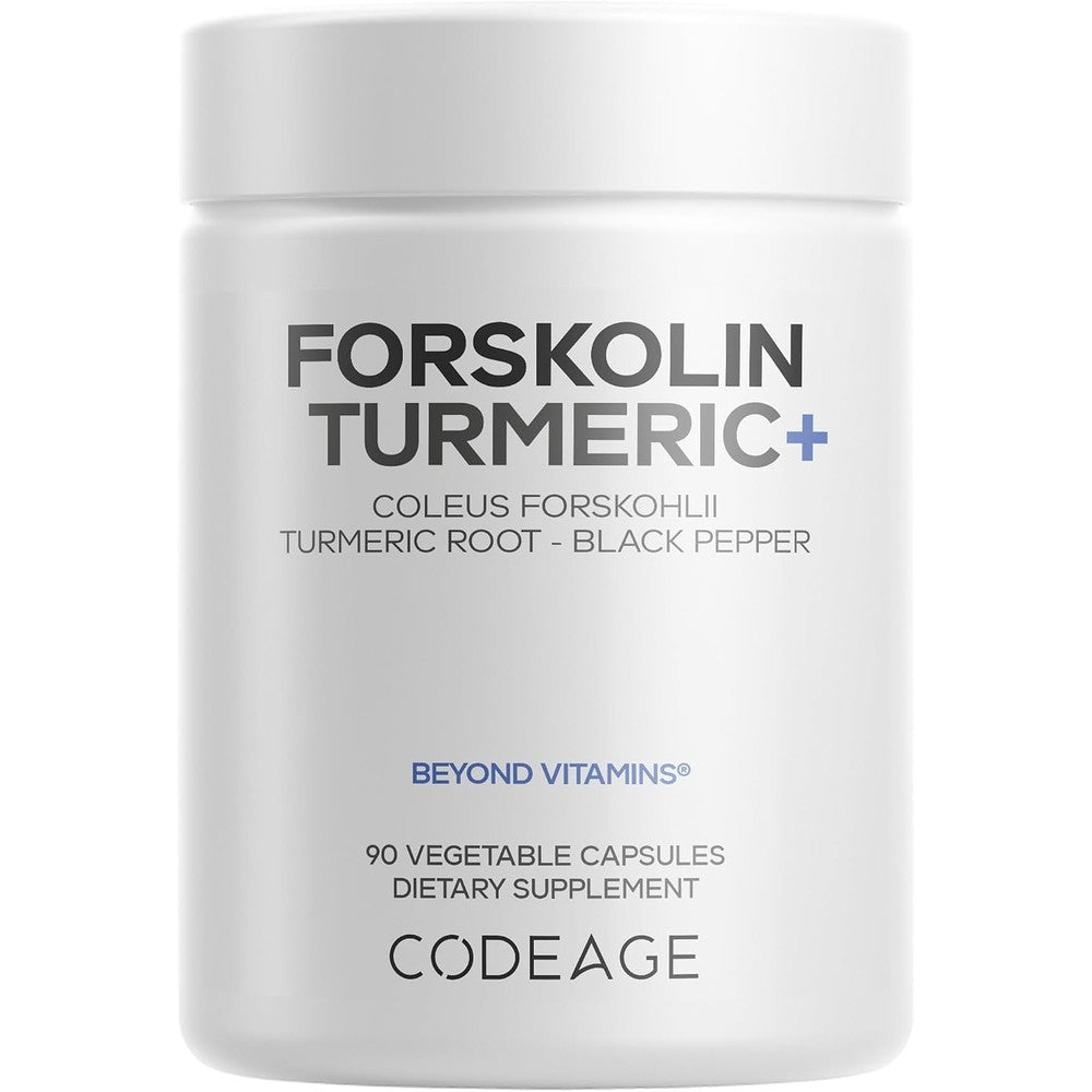 Codeage Forskolin Pure Coleus With Organic Turmeric Root Powder 95% Curcuminoids And Bioperine Black Pepper Non-GMO 90 Capsules