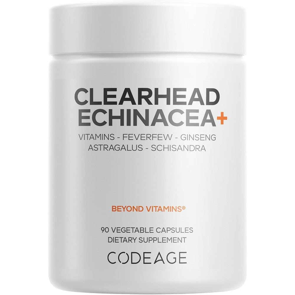 Codeage Clearhead Echinacea Plus Supplement With Vitamin C D3 Zinc Selenium Ginseng Feverfew Schisandra 90 Capsules