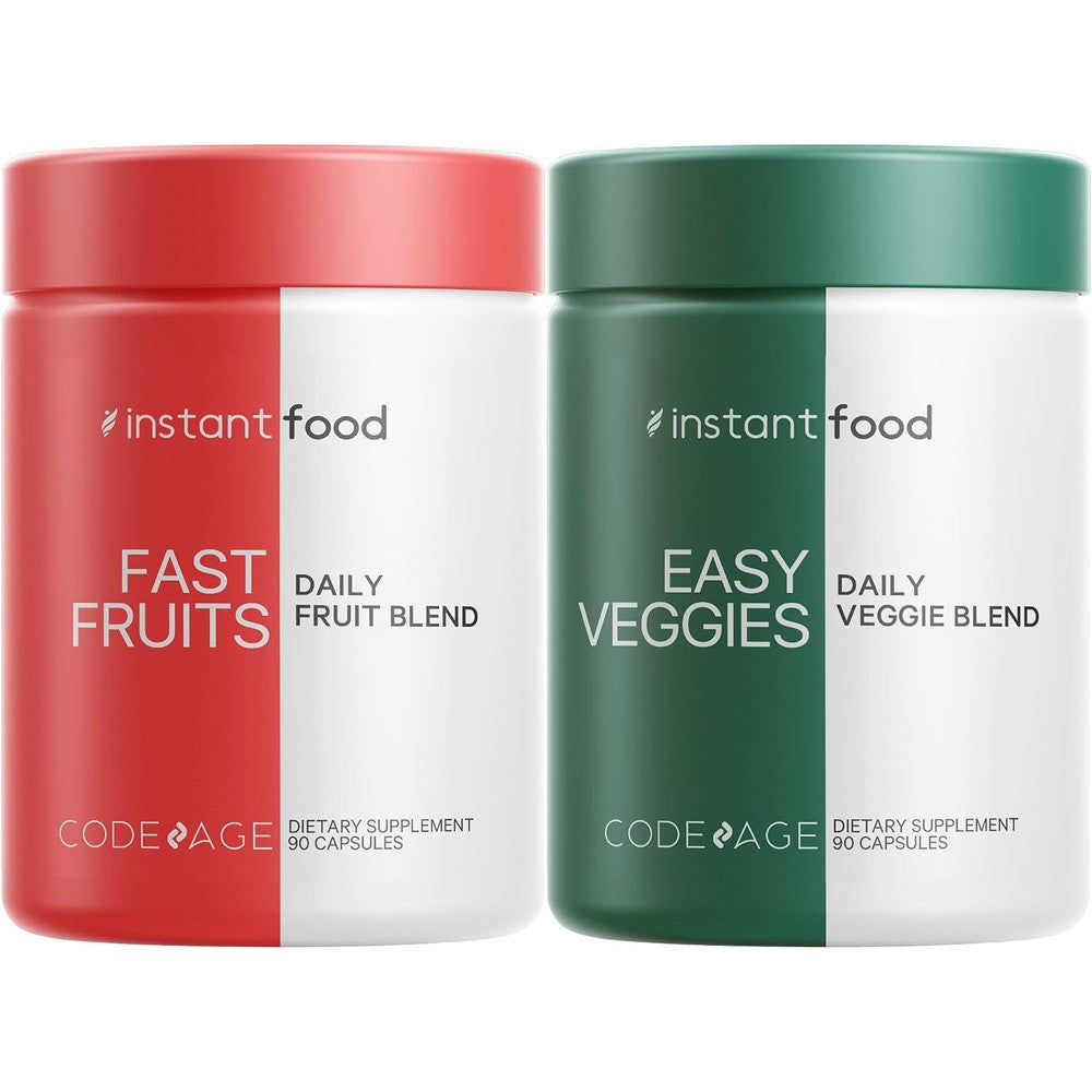 Codeage InstantFood Easy Veggies And Fast Fruits Bundle Plant Based Supplement 180 Capsules