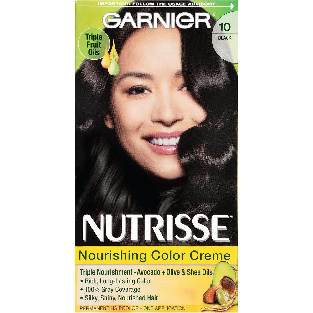 Garnier Nutrisse Nourishing Color Creme 10 Black Licorice Permanent Hair Dye 1 Count