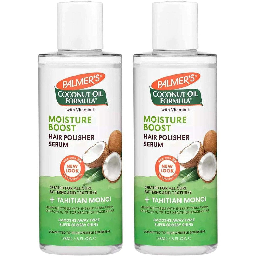 Palmer's Coconut Oil Formula Hair Polisher Serum For Frizz Control And Shine 6 Fluid Ounce Pack Of 2