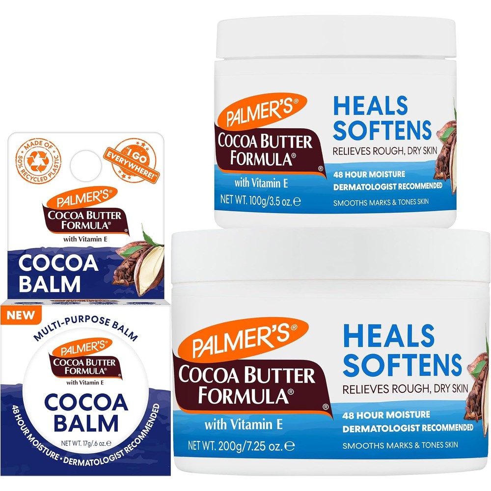 Palmer's Cocoa Butter Formula Daily Skin Therapy Solid Body Lotion Trio 7.5 Ounce 3.5 Ounce 0.6 Ounce Intensive Moisturizer With Vitamin E
