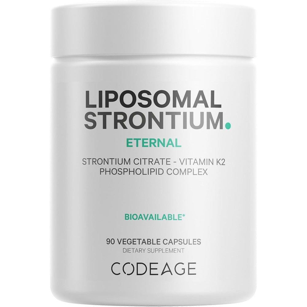 Codeage Liposomal Strontium Supplement Strontium Citrate Vitamin K2 MK-7 90 Capsules