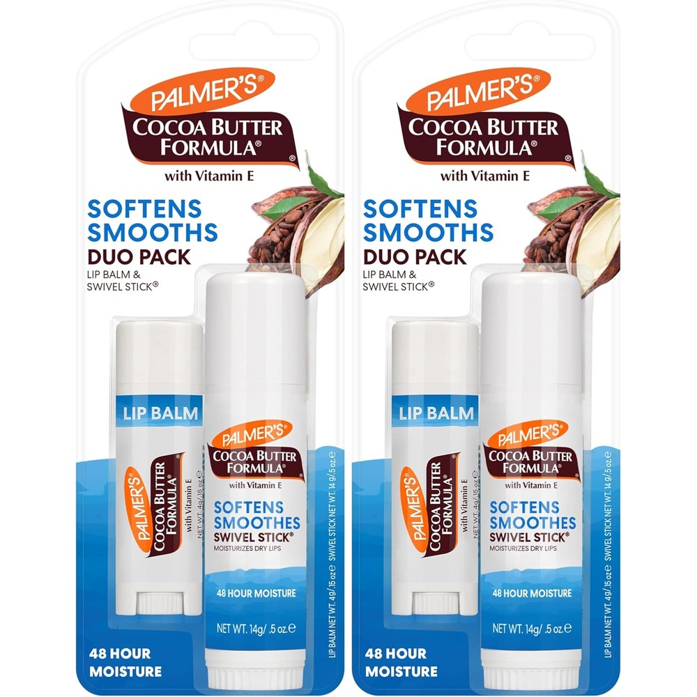 Palmer's Cocoa Butter Formula Duo Pack Moisturizing Swivel Stick And Lip Balm With Vitamin E Pack Of 2