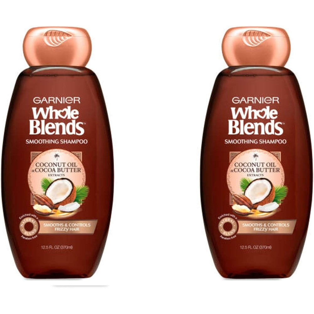 Garnier Whole Blends Smoothing Shampoo With Coconut Oil And Cocoa Butter Extracts 12.5 Fluid Ounces 2 Pack