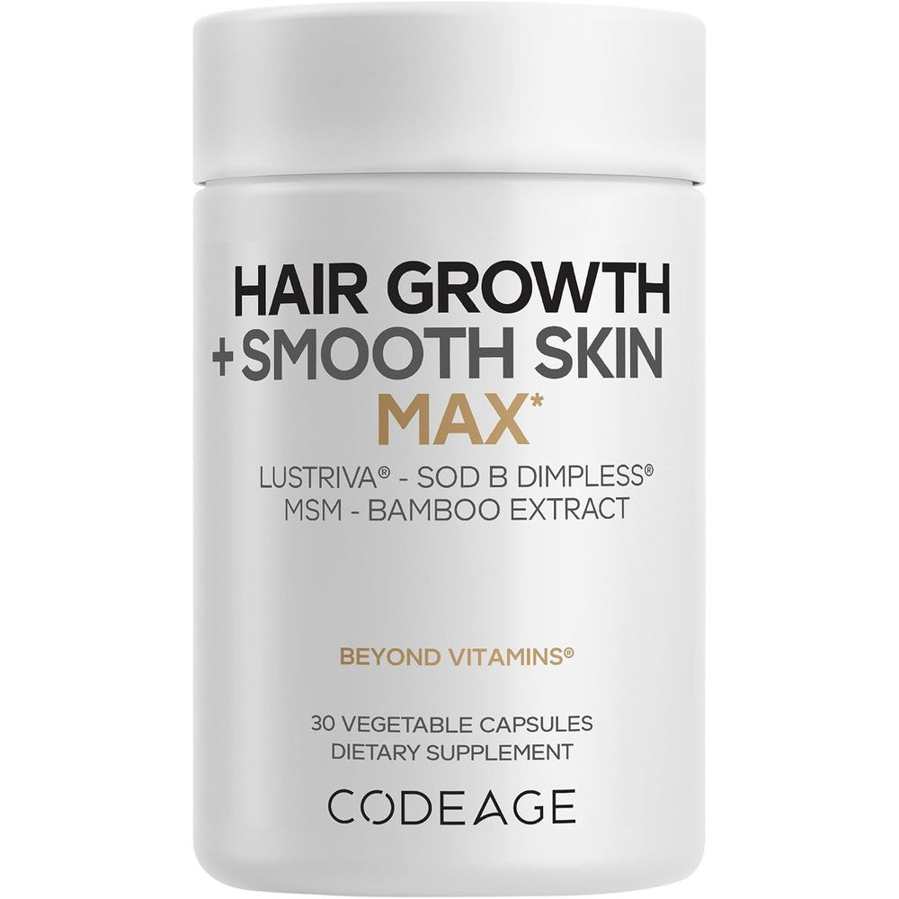 Codeage Hair Growth Skin Vitamins Lustriva SOD B Biotin 30 Capsules