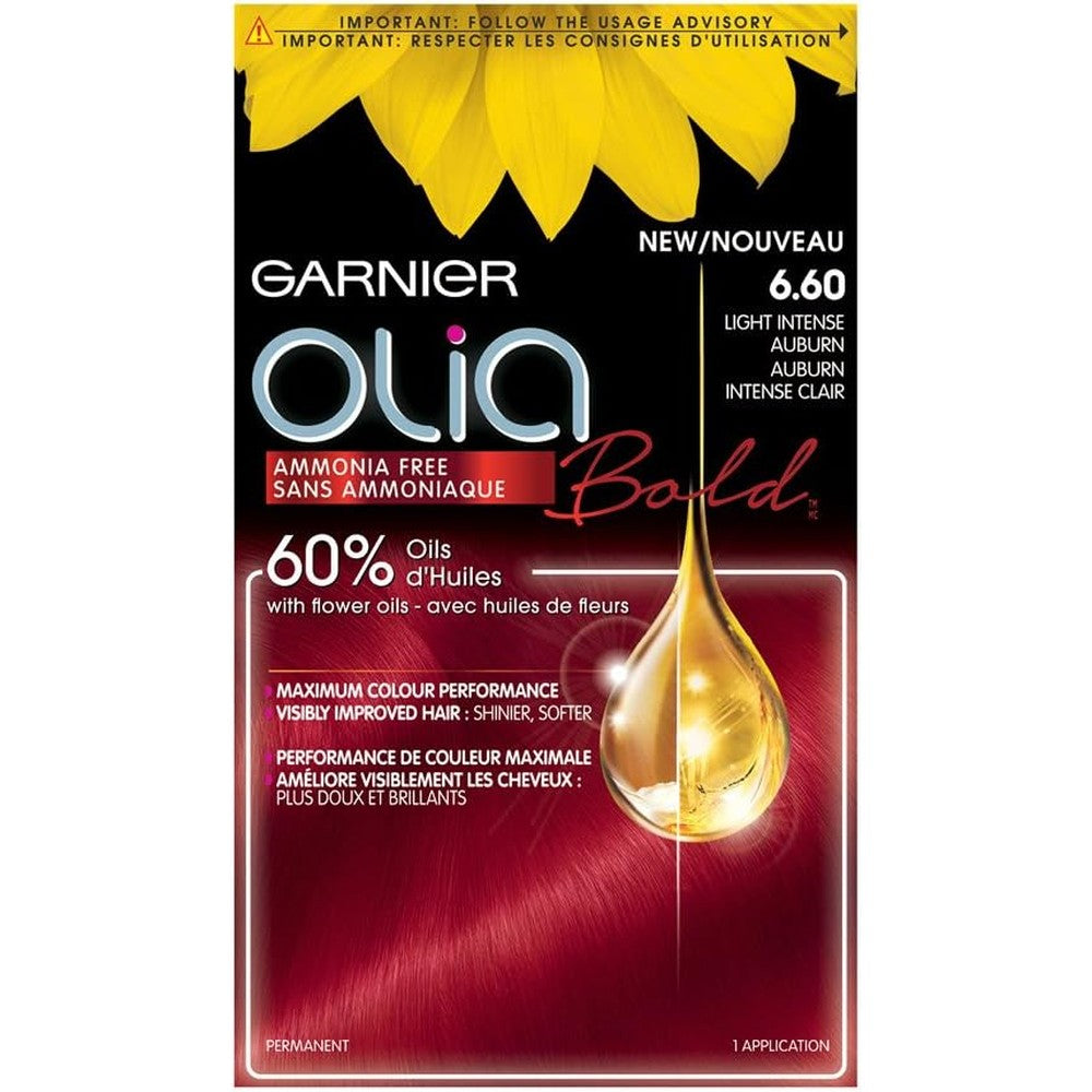 Garnier Olia Bold Ammonia Free Permanent Hair Color 660 Light Intense Auburn Red Hair Dye Pack of 1