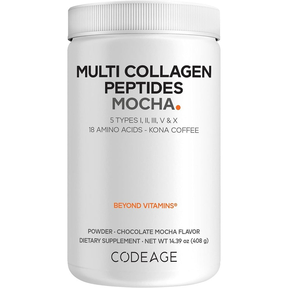 Codeage Multi Collagen Powder Chocolate Mocha Coffee 5 Types 14.39 Ounces