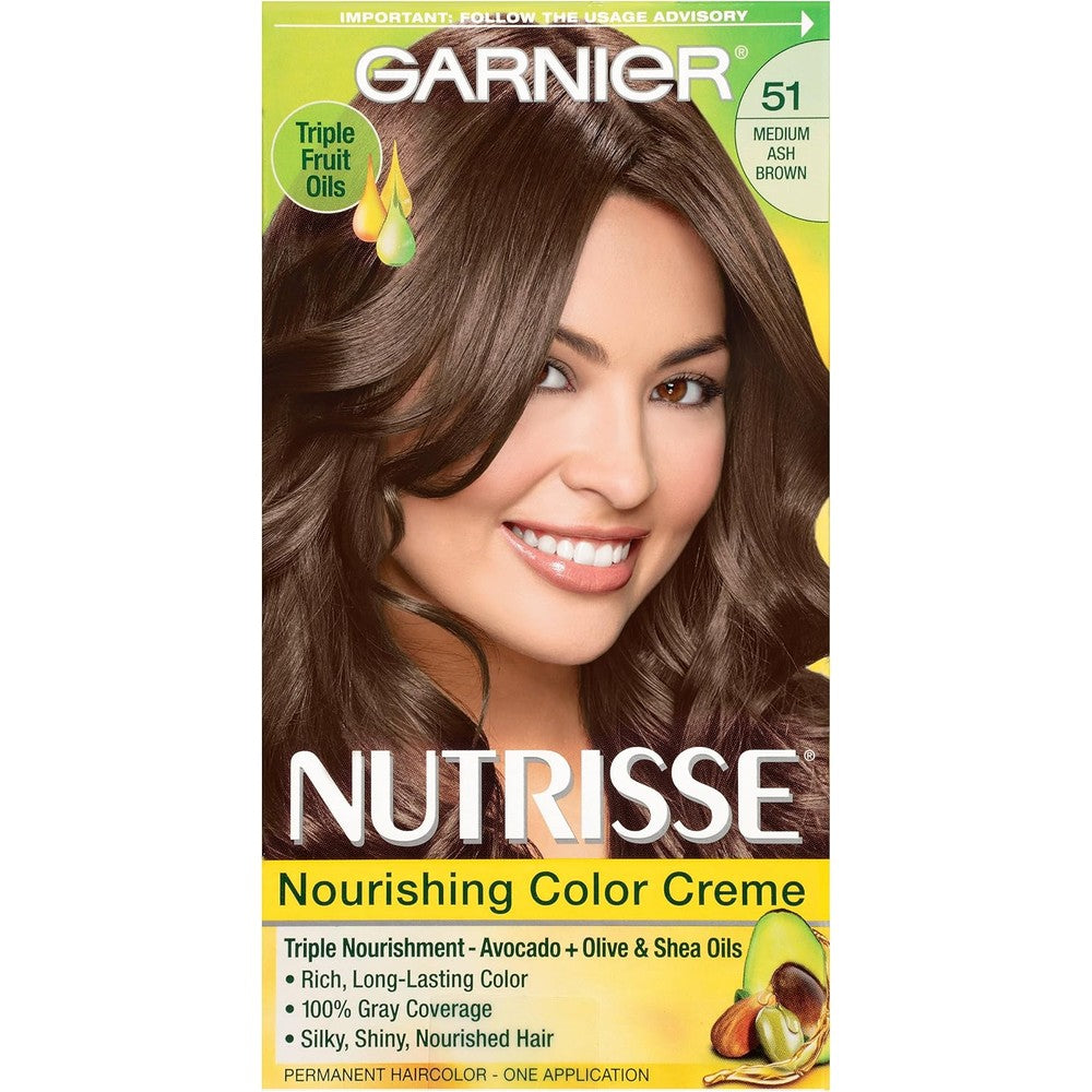 Garnier Nutrisse Ultra Creme Nourishing Permanent Hair Color 51 Medium Ash Brown Cool Tea 1 Kit
