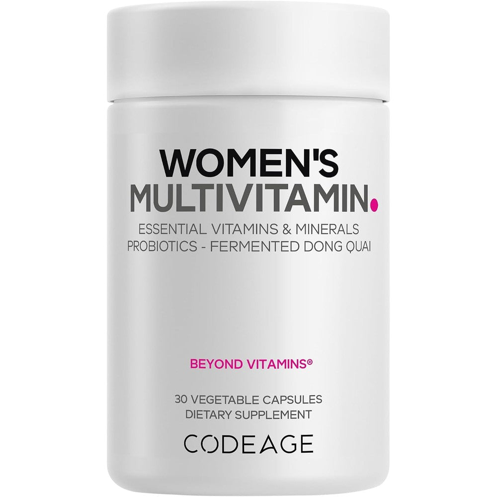 Codeage Women's Multivitamin - Vitamins A, C, D3, E, B6, B12, Folate, Calcium, Magnesium, Iron, Dong Quai, Probiotics - 30 Capsules