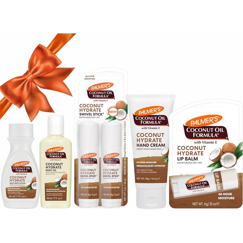 Palmer's Coconut Oil Formula Mini Stocking Stuffers 6 Piece Set - Moisturizing Body Oil, Intensive Body Lotion, Swivel Stick Balm, Hand Cream, And ...