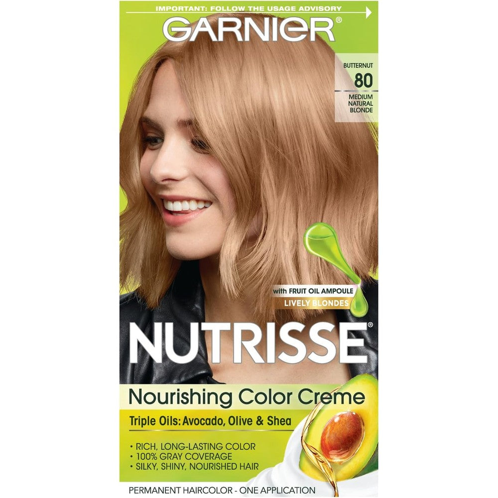 Garnier Nutrisse Nourishing Hair Color Creme 80 Medium Natural Blonde Butternut 1 Count