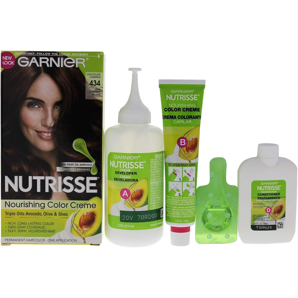 Garnier Nutrisse Nourishing Hair Color Creme 434 Deep Chestnut Brown Permanent Hair Dye With Fruit Oils