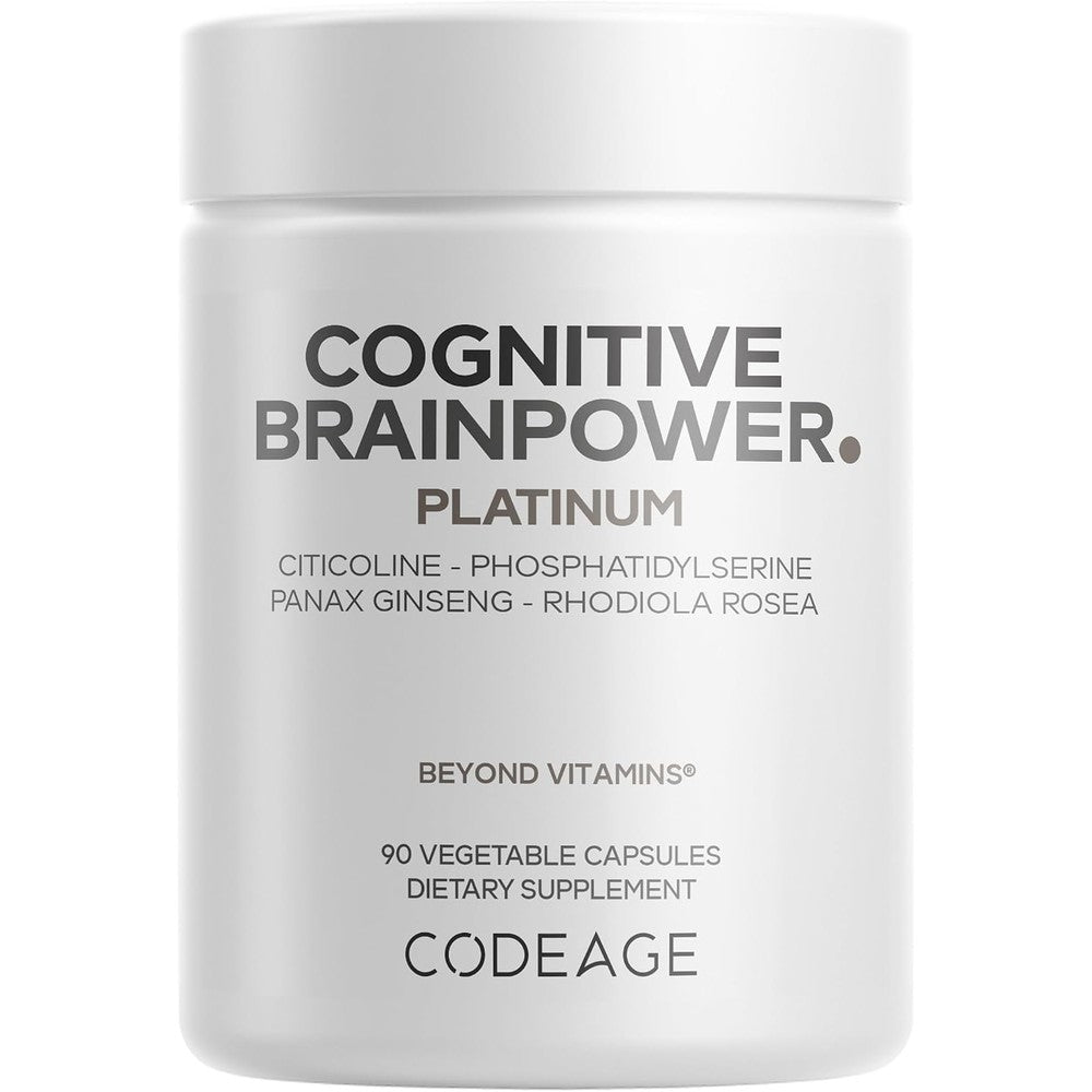 Codeage Cognitive Brainpower Platinum Nootropic Supplement With Cognizin Citicoline And KSM-66 Ashwagandha 90 Vegetable Capsules