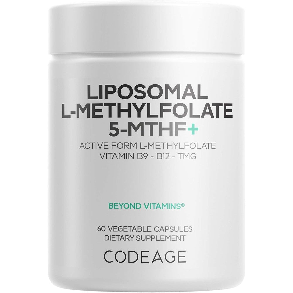 Codeage Liposomal L-Methylfolate 5-MTHF Active Vitamin B9 Methylcobalamin B12 Betaine TMG B6 Multivitamins 60 Capsules