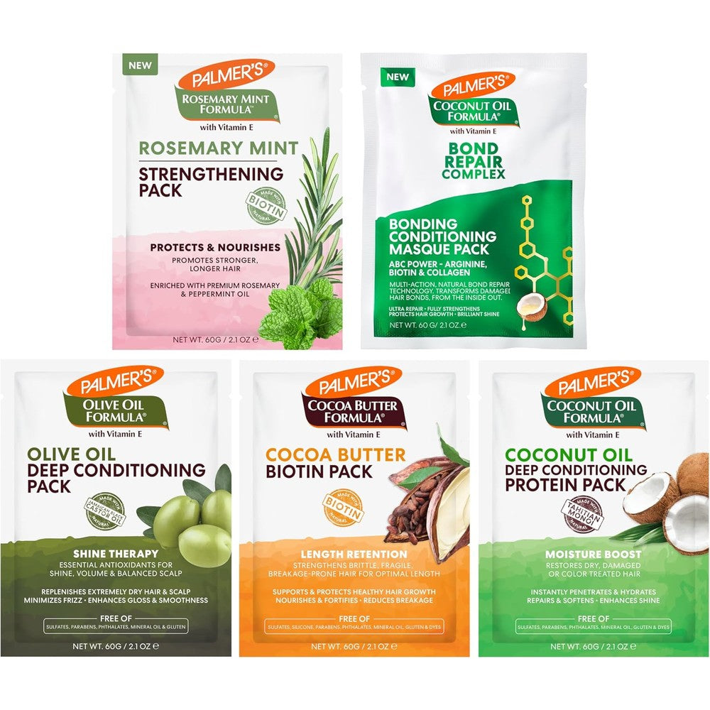 Palmer's Hair Care Packettes Variety Pack Pack Of 5 Length Retention Biotin Shine Therapy Amino Bonding Complex Moisture Boost Protein Treatments