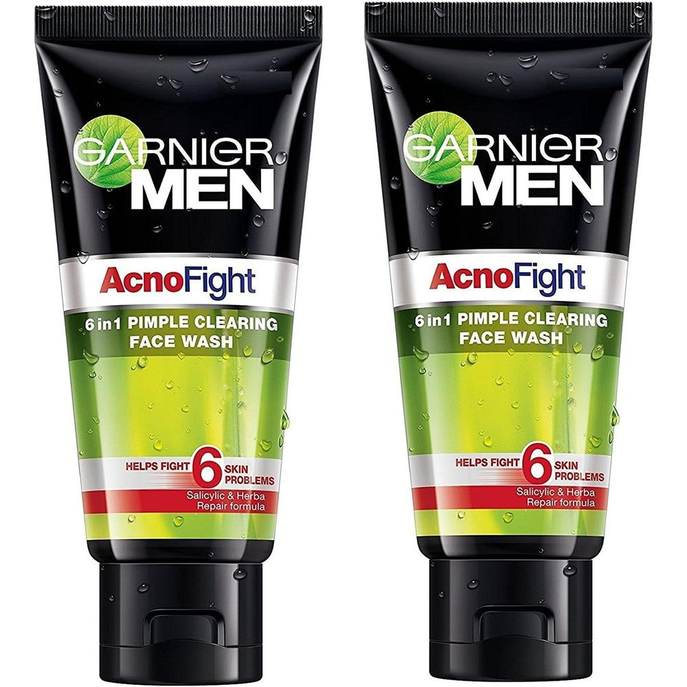 Garnier Men Acno Fight Face Wash Anti-Pimple Cleanser With Salicylic Acid And Herba Repair Formula 100 Milliliter Pack Of 2