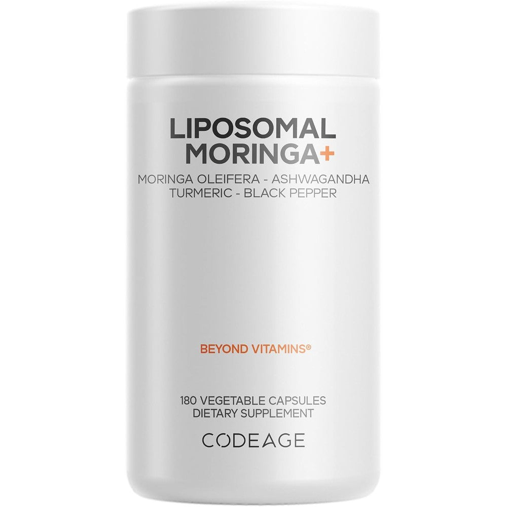Codeage Liposomal Moringa Plus Supplement With Turmeric Ashwagandha And Black Pepper 180 Capsules