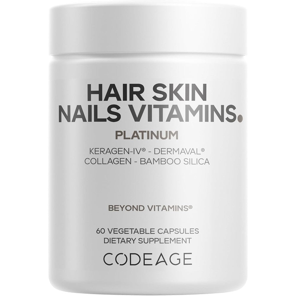 Codeage Hair Skin And Nails Vitamins KeraGEN-IV Dermaval Biotin 60 Capsules