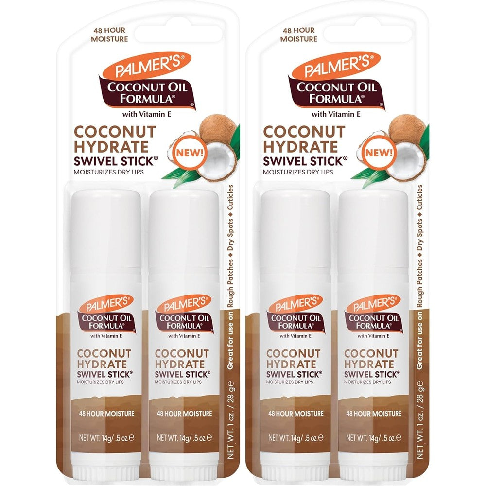 Palmer's Coconut Oil Formula Moisturizing Swivel Stick With Vitamin E Lip Balm Face And Body Moisturizer Stick Pack Of 4