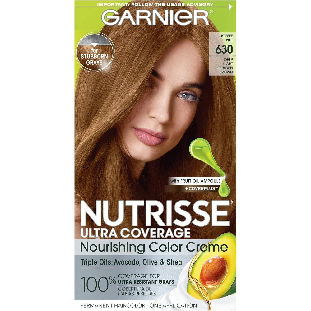 Garnier Hair Color Nutrisse Ultra Coverage Nourishing Creme 630 Deep Light Golden Brown Toffee Nut Permanent Hair Dye 1 Count