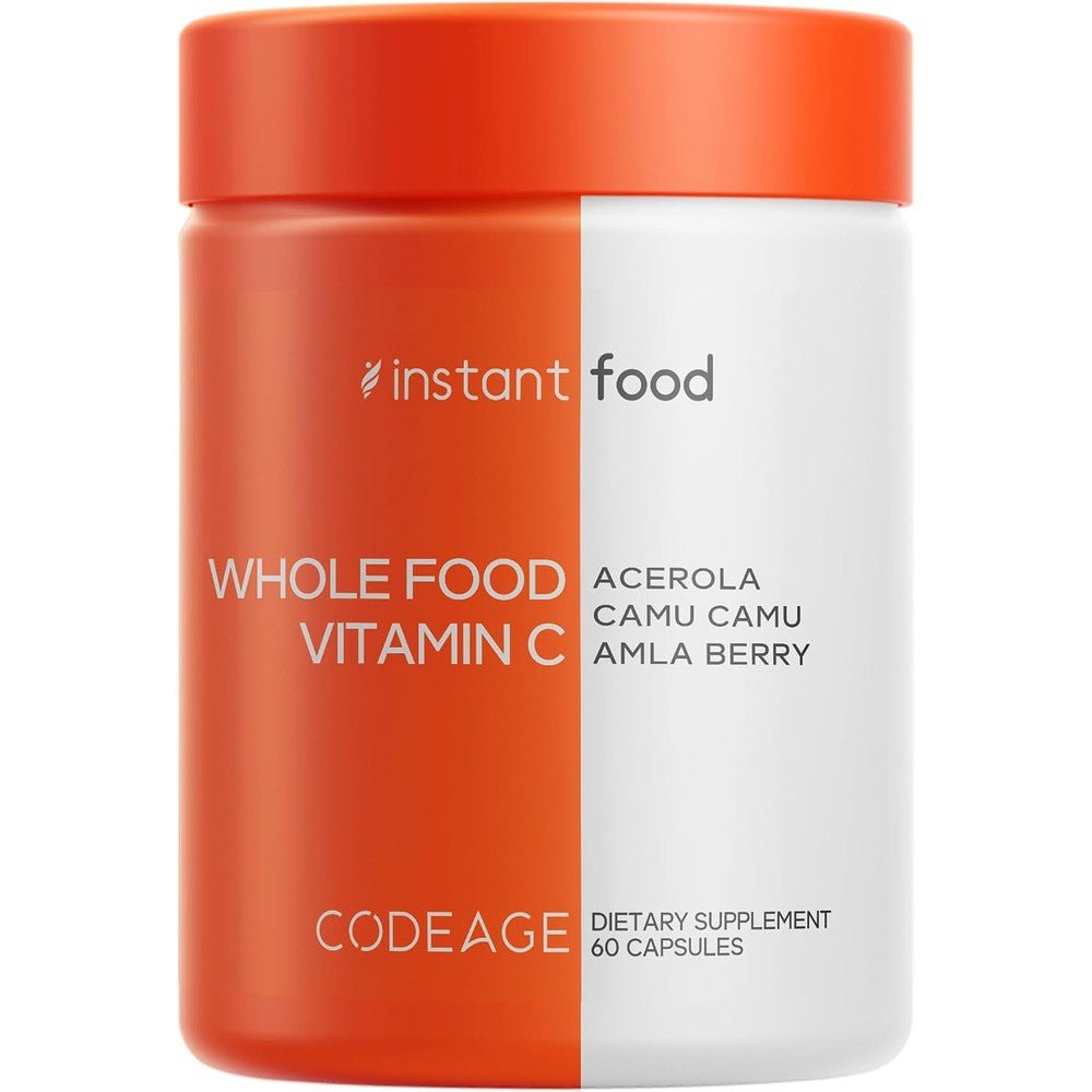 Codeage Whole Food Vitamin C Supplement - Acerola Cherry, Camu Camu, Amla Berry And Rose Hips Blend - 500mg Vitamin C Pills - 60 Capsules