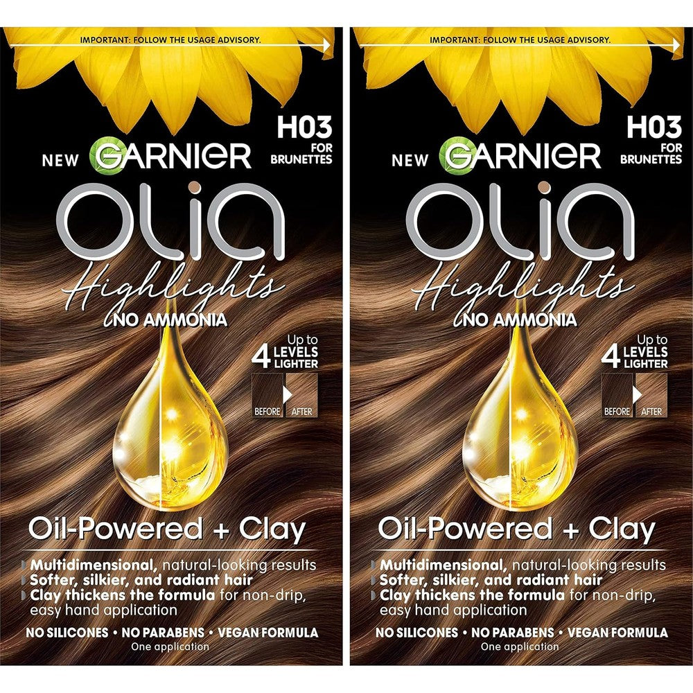 Garnier Hair Color Olia Ammonia-Free Permanent Hair Dye, H03 Highlights For Brunettes, 2 Count