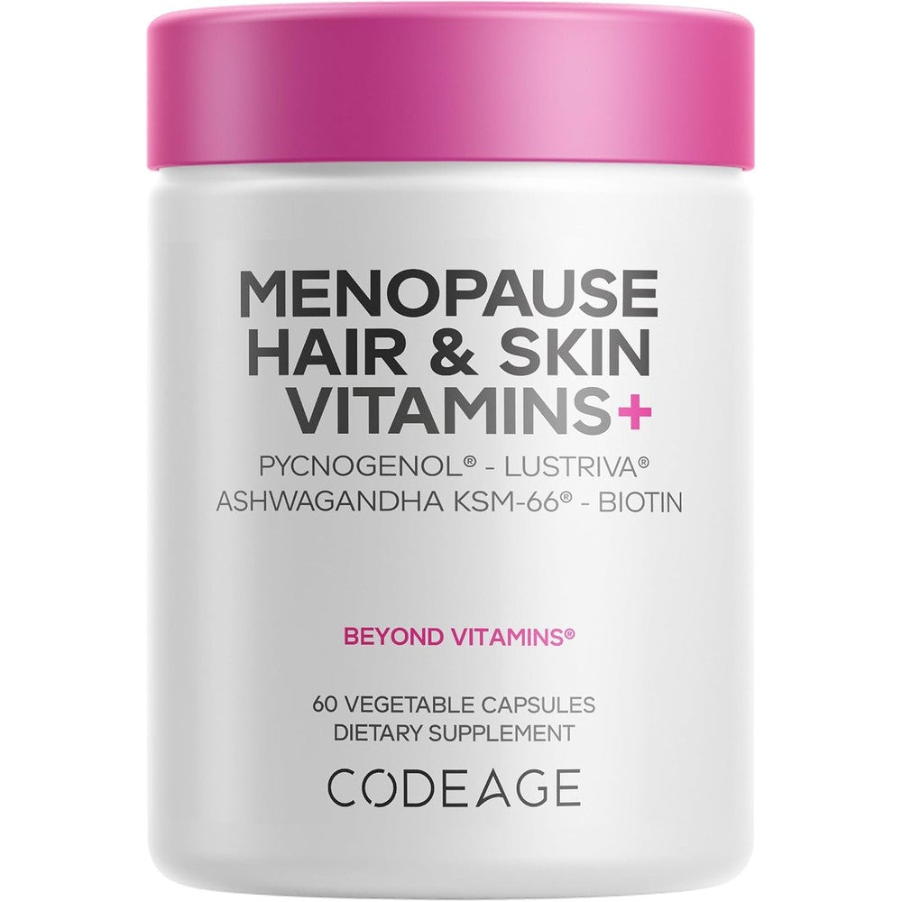 Codeage Menopause Hair And Skin Vitamins Plus With Lustriva Ashwagandha 60 Capsules