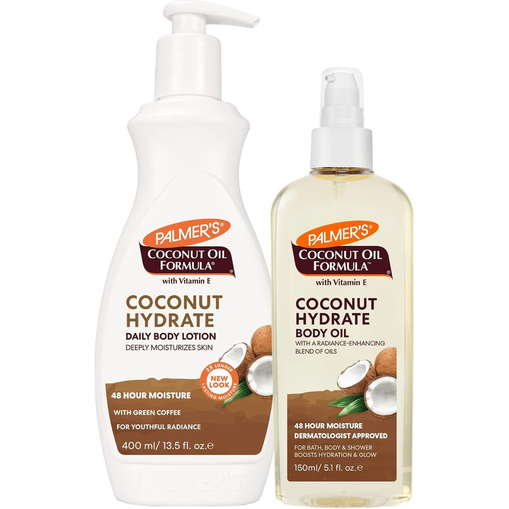 Palmer's Coconut Oil Body Lotion 13.5 Fluid Ounces And Body Oil 5.1 Fluid Ounces Value Skin Care Bundle