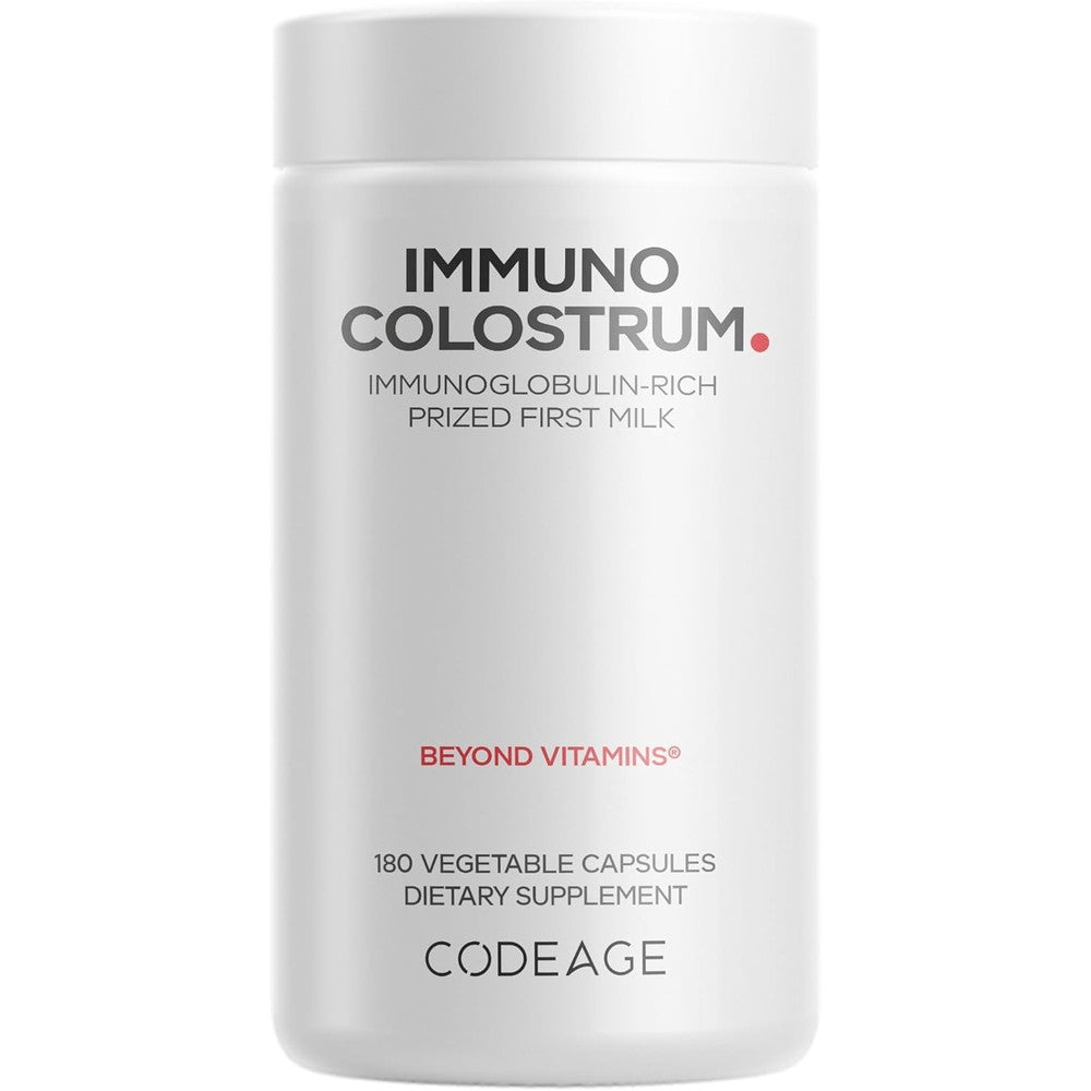 Codeage Immuno Colostrum Supplement Grass-Fed Bovine First Milk Freeze-Dried Immunoglobulins Non-GMO 180 Capsules