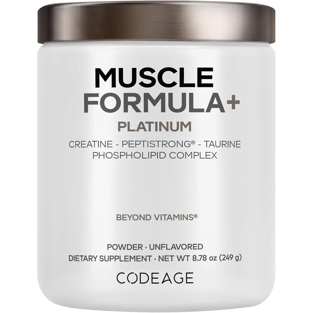 Codeage Muscle Formula Plus Creatine PeptiStrong Taurine Unflavored 8.78 Ounces